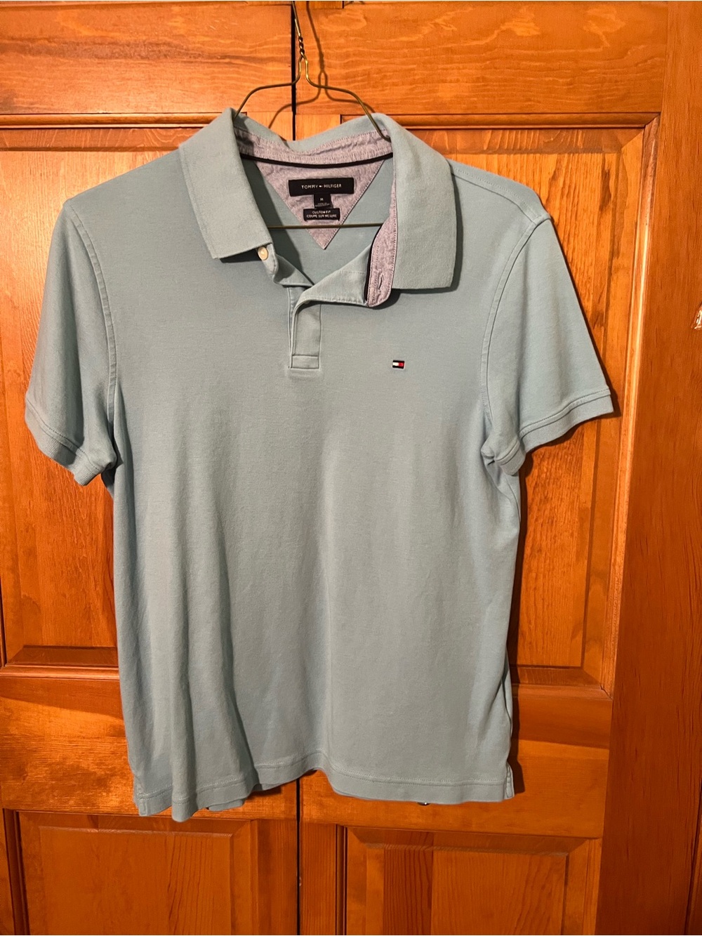 Tommy Hilfiger Men's Mint Green Polo with Chest Flag